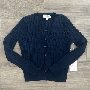 CeCe Navy Cable Knit Cardigan Sweater